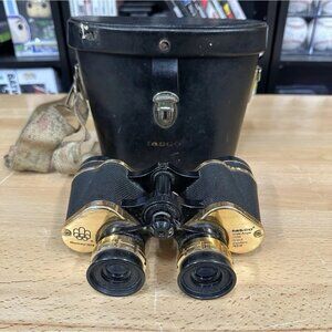 VTG Tasco Binoculars 1976 Montreal Olympics 7x35 Wide Angle w/Leather Case AS IS